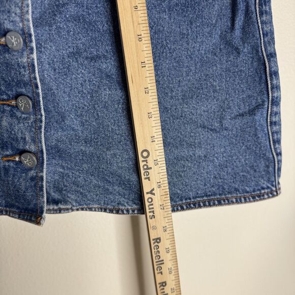 Calvin Klein Skirt Womens 11 Denim Button Front High Waist Mini y2k Style retro - Picture 7 of 10
